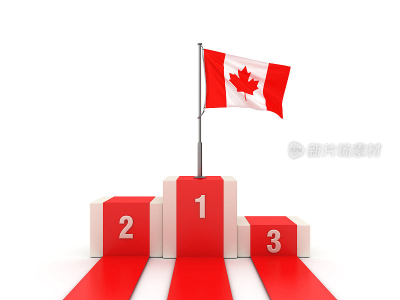 加拿大国旗在讲台上- 3D渲染
